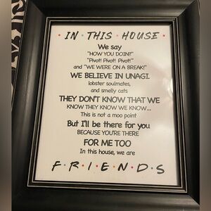 Friends “In this house” framed art